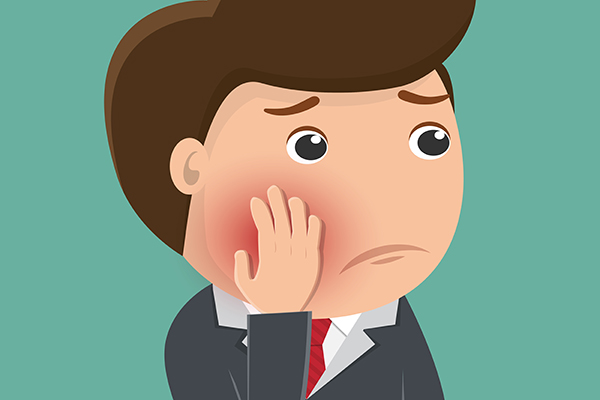 Businessman having toothache - Vector illustration.