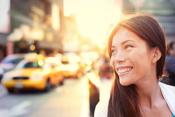 Asian,Woman,Vivacious,In,New,York,City,With,A,Beautiful