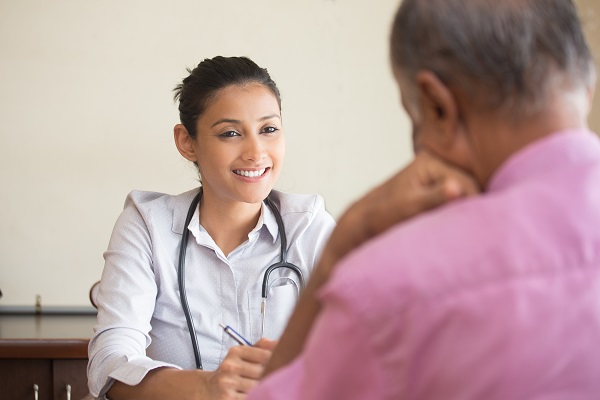 Closeup,Portrait,,Patient,Talking,Good,News,Conversation,To,Healthcare,Professional,